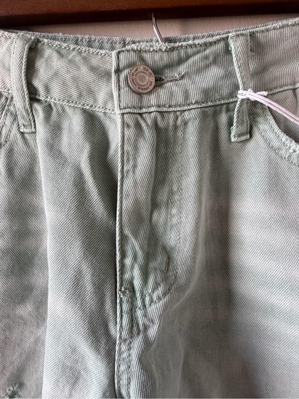 Vervet Sage Green Distressed Denim Shorts Size Small | Raw Hem High Rise| NWT - Picture 9 of 14